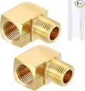 Packs of 2, 90° 3/8" FeMale NPT to 3/8" Male NPT Solid Brass Barstock Street Elbow, Forged Pipe Fittings for Pipe Leak Repair, Bathroom Remodeling, Tool Extensions, Compression
