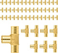 50-Pack PEX Fittings Niikappu 1"x1"x1" Pex Tee, Brass Crimp Pipe Fittings for PEX Pipes, ASTM F1807