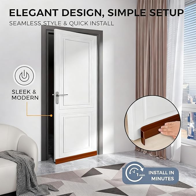 2 Pack Door Draft Stopper for Bottom of Door, 39" Silicone Weather Stripping Door Seal Strip, Self Adhesive Door Sweep Noise and Dust Blocker, Energy Saving Under Door Draft Blocker for Home & Garage