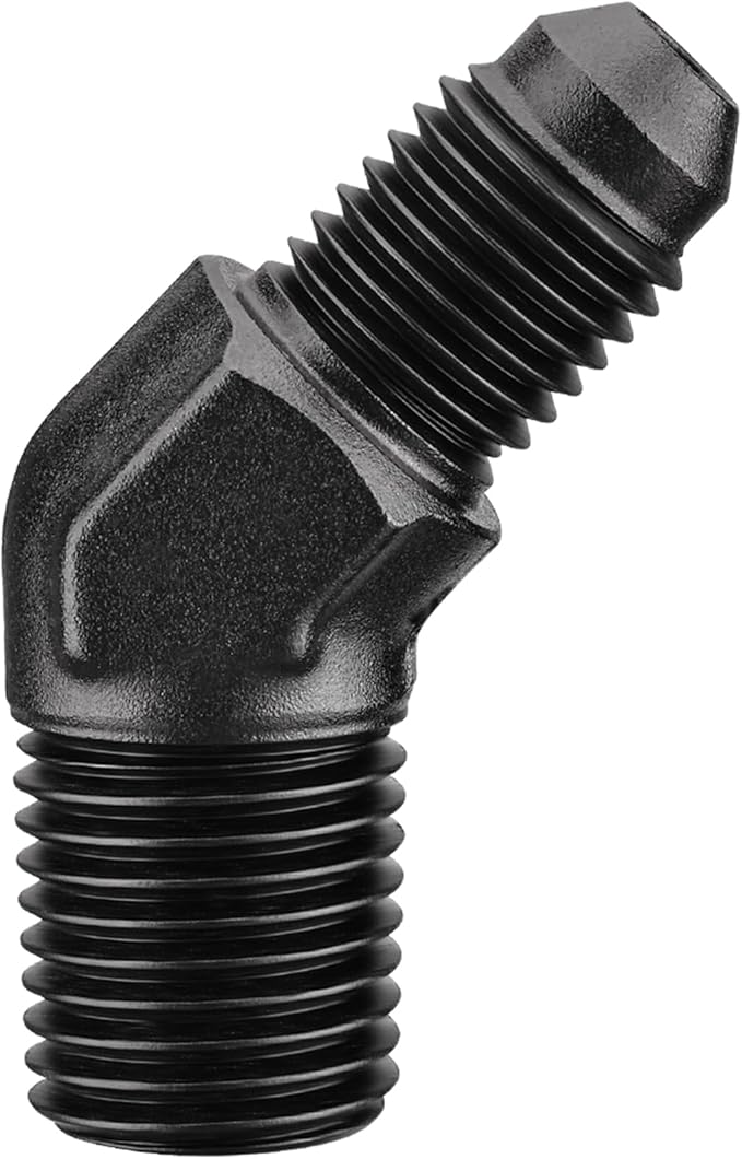 EVIL ENERGY 4AN Male Flare to 1/4" NPT Pipe 45 Degree Fitting Adapter Aluminum Black