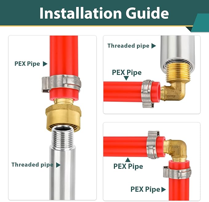 10-Pack PEX Fittings Niikappu 1"x1"x1" Pex Tee, Brass Crimp Pipe Fittings for PEX Pipes, ASTM F1807