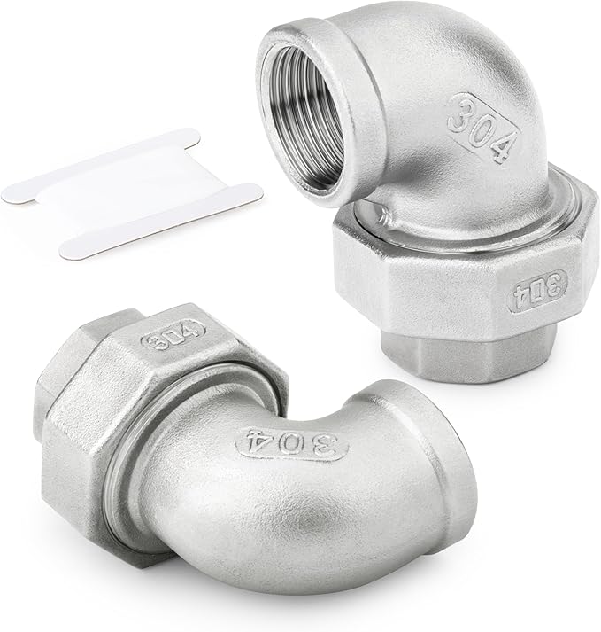 TAISHER 1PCS 304 Stainless Steel 90 Degree Elbow Union，3/4" NPT Female x 3/4" NPT Female Cast Pipe Fitting