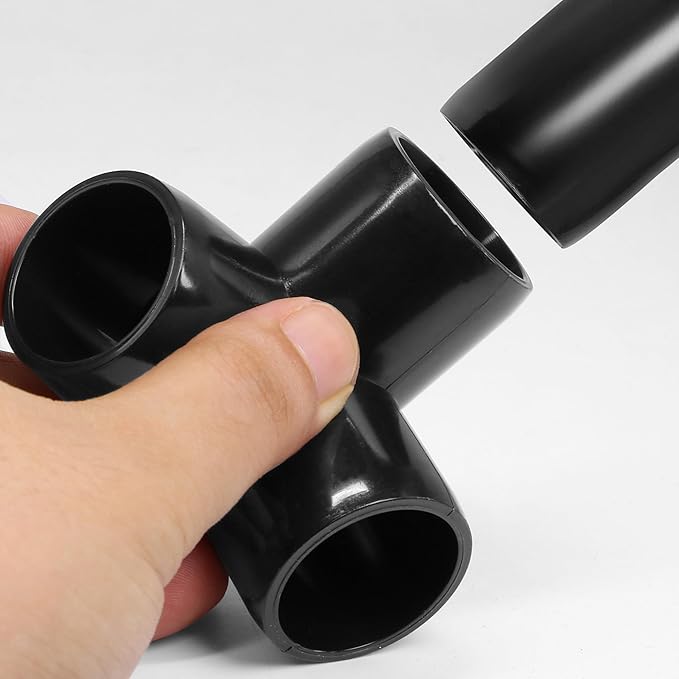 3 Way PVC Pipe Fittings 3/4 Inch, Zernmiarder Black PVC Elbow Corner Side Outlet Tee Fitting, SCH40 Furniture Grade Pipe Connectors - Fits 3/4" Polyvinyl Chloride Pipes, 4 Pieces