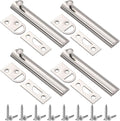 Lothee 4 Pcs Solid Brass Surface Bolt Door Slide Bolt Door Latches for Top of Slide Latch Lock(4",Silver)