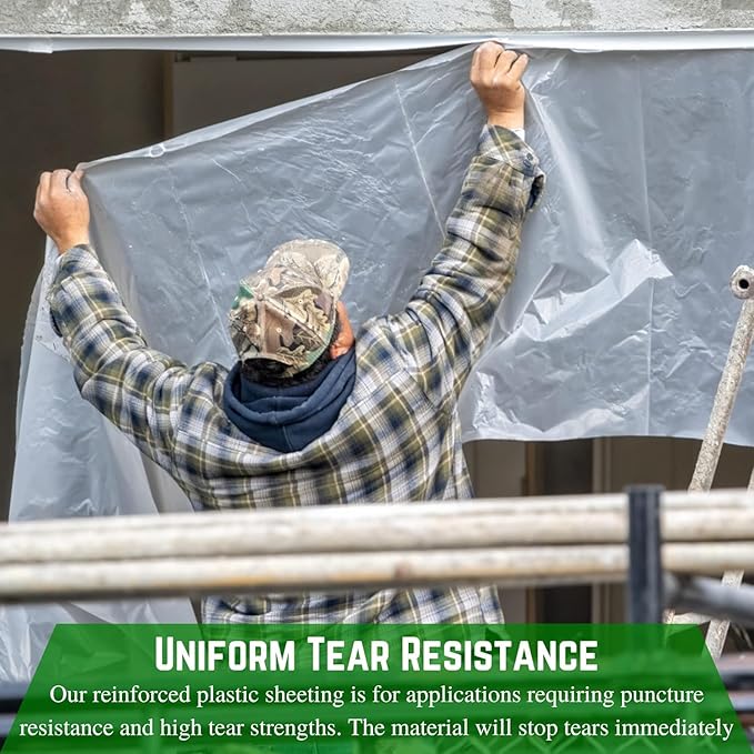Farm Plastic Supply - Dura Skrim String Reinforced Clear Plastic Sheeting - 6 Mil - (6' x 100') - Reinforced Poly Film Tear Resistant, Weatherproof, Vapor Barrier Polyethylene Roll for Construction