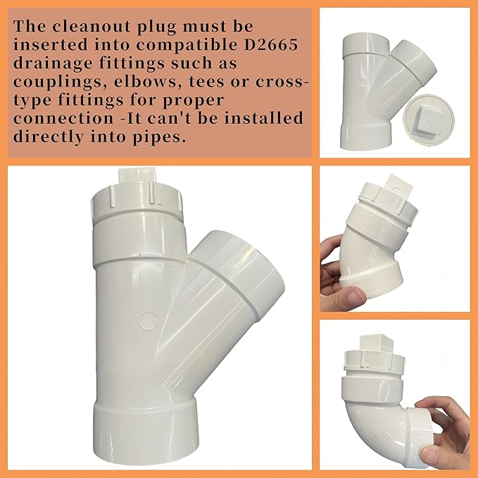 4 Inch PVC DWV Female Sewer Cleanout Cap Adapter with Plug Fitting,for Schedule 40 PVC Drainage Piping System White (4 Inch)