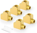 GASHER 5Pcs Brass Tee Fitting, 1/8" FNPT x 1/8" FNPTx 1/8" MNPT Pipe Fittings, Male Run Tee