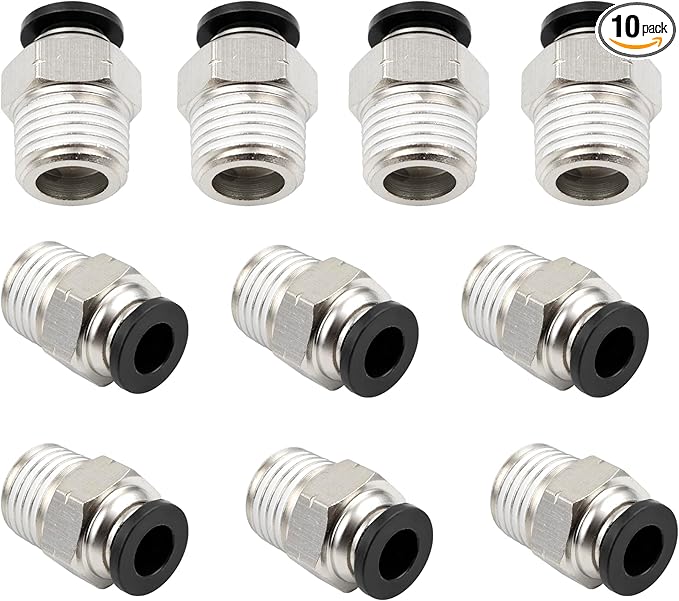 Yoebor Pneumatic Push to Connect Fitting Male Straight 3/8" Tube OD x 3/8" NPT Male Adapter (Pack of 10)