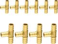 10-Pack PEX Fittings Niikappu 3/4"x3/4"x3/4" Pex Tee, Brass Crimp Pipe Fittings for PEX Pipes, ASTM F1807