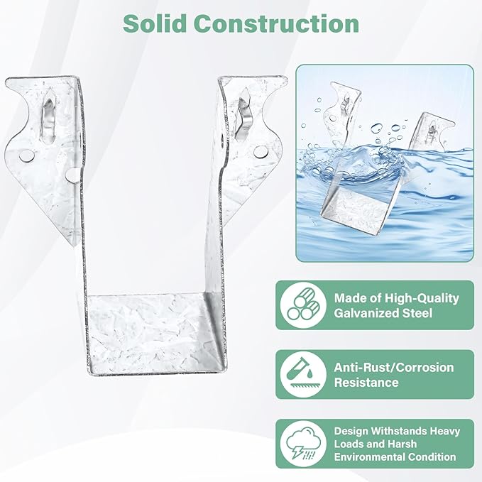 25 PCS 2"x4"Joist Hanger,20 Gauge Double Shear Face Mount Rafter Hanger for Deck Brackets,Rafter Brackets,Hurricane Ties for rafters