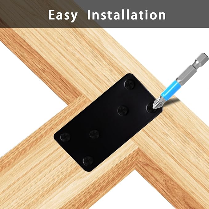 8 Pcs Mending Plate, 3.15 x 1.57 inch Stainless Steel Flat Plates with Holes, Straight Metal Mounting Braces Brackets Kit for Furniture, Wood Joint Connector (Black, 3.15 inch)