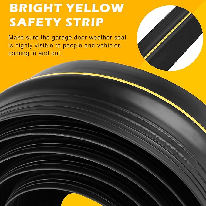 16.5Ft Universal Garage Door Bottom Threshold Seal Strip with 20oz Glue Gel, Weatherproof Rubber DIY Weather Stripping Replacement - Black