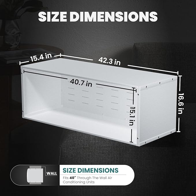 Universal PTAC Wall Sleeve 42" x 16", Heavy Duty Replacement Sleeve for Through the Wall AC Units, Powder Coated Metal Frame with Grille - for PTAC & PTHP Systems