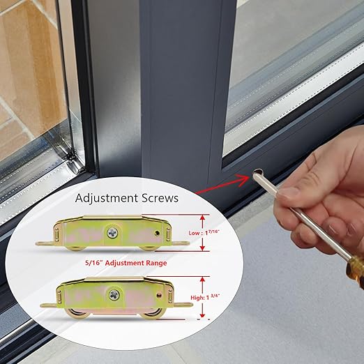Sliding Patio Door Rollers Replacement Hardware Fits Jeld Wen, Truth Part #31761A, Milgard, Marvin, 1-1/4" Steel Ball Bearing Wheels, 5-3/4" H.C., Side Adjustable, 2 Pack