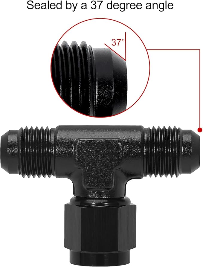 EVIL ENERGY 6AN Male Tee Fitting Adaptor with AN6 Female Swivel on Side Black