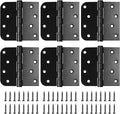 6 Pack Ball Bearing Door Hinges, 4 Inch x 4 Inch Heavy Duty Stainless Steel Door Hinges with Square & 5/8'' Round Radius Corner for Exterior & Interior Doors, Black