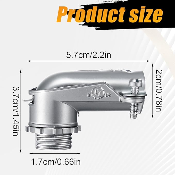 25 Pcs 90 Degree Squeeze Connectors Flexible 1/2 Inch Metal Conduit Bulk Compatible with Ac and Fmc/rwfmc Conduits, Zinc Die Cast Connectors Conduit Fittings