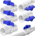 5PCS 1-1/2" PVC Ball Valve Threaded, PVC Water Pipe Valves with Easy Turn Blue T-Handle, Shut Off Valves Socket for Swimming Pool, Sprinkler Lines,Sewage Pump, Outdoor Plumbing & Irrigation System