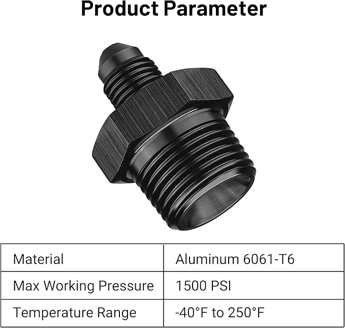 EVIL ENERGY 3AN Male Flare to 3/8" NPT Pipe Fitting Adapter Straight Aluminum Black 2PCS