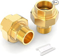 TAISHER 2PCS Brass Union，3/4" NPT Male x 3/4" NPT Female Brass Pipe Fitting