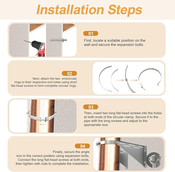 Adjustable 8" Chimney Pipe Wall Support Bracket, Fireplace Pipe Wall Bracket for 6" (8" O.D.) Double Wall Chimney Pipe