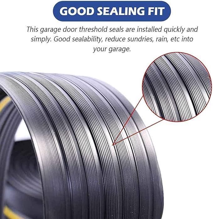 12Ft/3.7M Universal Garage Threshold Seal Strip Garage Door Bottom Weatherproof Strip Rubber DIY Weather Stripping Replacement Not Include Sealant/Adhesive (Black-Yellow Line)