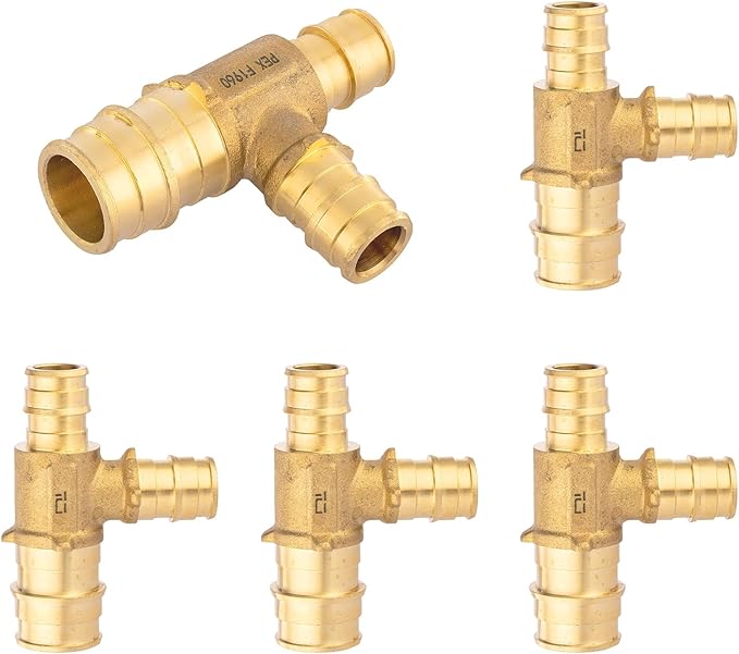 5-Pack HeSun PEX-A Fitting, 3/4"x1/2"x1/2" Expansion Tee, PEX Expansion Fitting Tee, ASTM F1960(PEX1960047)