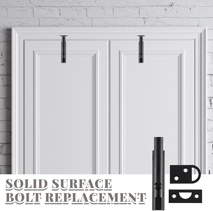 Lothee 4 Pcs Solid Brass Surface Bolt Door Slide Bolt Door Latches for Top of Slide Latch Lock(3",Matte Black)