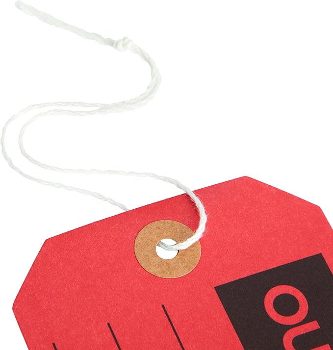 Stockroom Plus Red Tags with String - 5.75 x 3 in, 100 Pack - Red Equipment Repair & Inspection & Safety & Not in Use Tags
