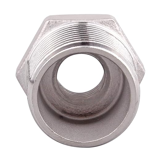 Reducer Hex Bushing 3/4" NPT Male 1/4" NPT Female Stainless Steel Reducing Flush Adapter Cast Pipe Fitting