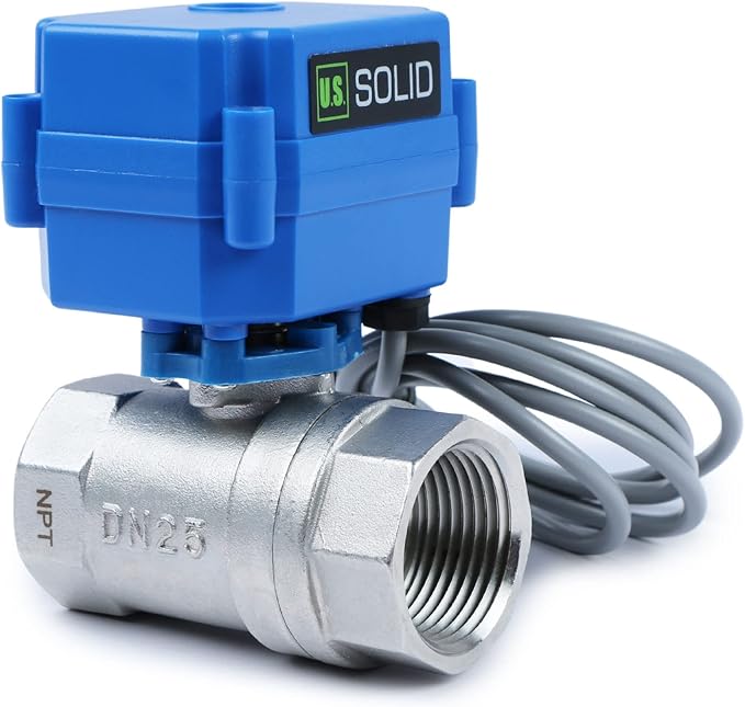 U.S. Solid Water Leak Detector - Water Alarm Leak Detect System with 1” Automatic Shut-Off Stainless Steel Motorized Ball Valve, Controller and 3 Sensors and Sound Alarm