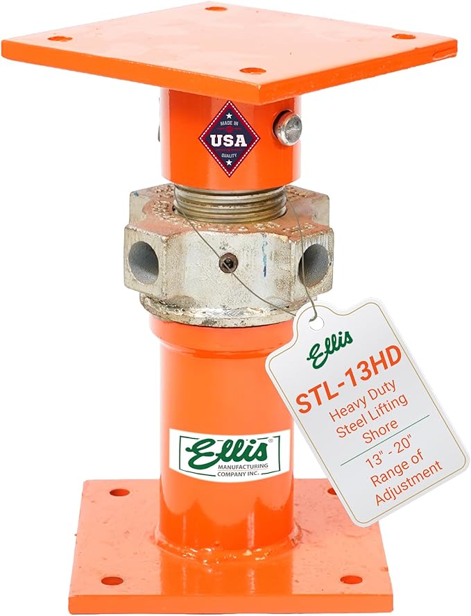 ELLIS Heavy-Duty Adjustable Steel Shore – House Jack for Permanent or Temporary Foundation Support, Beams, and Structural Repair – 52,000 lb Safe Load Capacity – 13"-20" Adjustment