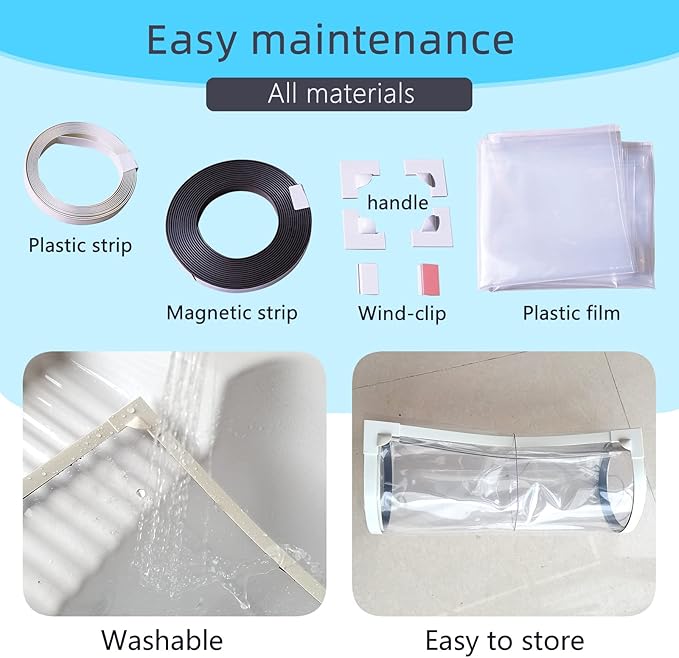 DIY Magnetic Window Insulation Kit 56"x35" Indoor Clear Film for Heat and Cold Winterizing Kit Cuttable Transparent Window Covering