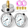 MEANLIN MEASURE 0~160Psi Stainless Steel 1/4" NPT 2.5" FACE DIAL Liquid Filled Pressure Gauge WOG Water Oil Air Back Mount (Pack of 2), with 1/2" NPT and 3/8" NPT Hex Bushing