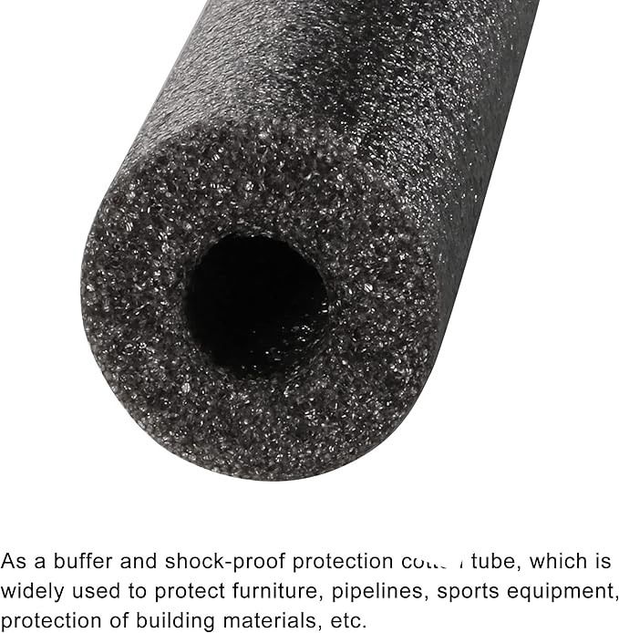 MECCANIXITY Foam Tube Sponge Protective Sleeve Heat Preservation Black Sleeve Polyethylene Pipe 13mm(0.5 Inch) ID for Pipe Insulation, Pack of 2