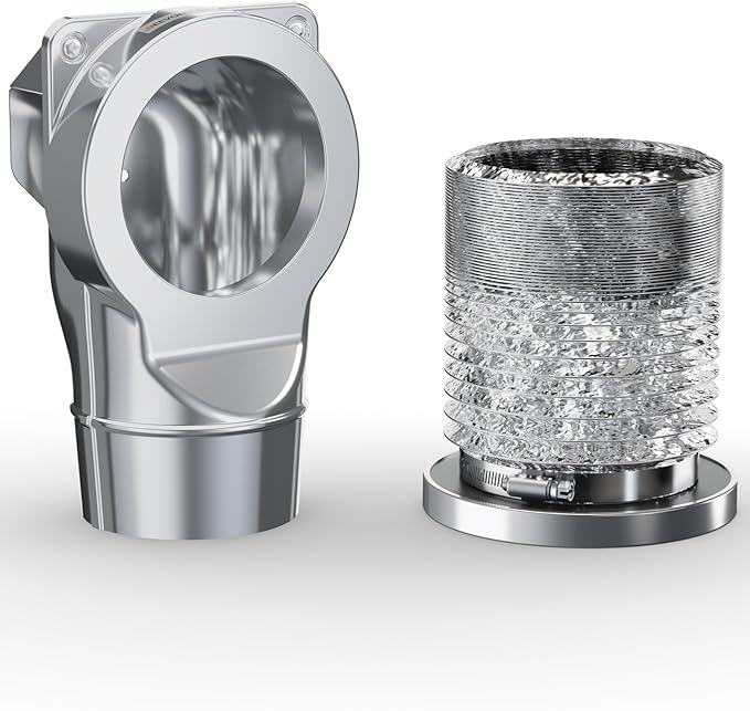 Magnetic Dryer Vent Coupling DV90 Airtight Seal Dryer Vent Connector Kit Easy to Clean Quick Connector Including a 2.6ft 4" Duct and two Clamps(Aluminum M)