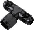 10AN Male Flare Tee T Fitting Adapter with AN10 Female Swivel On Side Aluminum Black