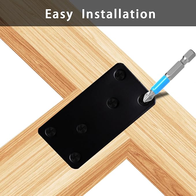 4 Pcs Mending Plate, 3.94 x 1.97 inch Stainless Steel Flat Plates with Holes, Straight Metal Mounting Braces Brackets Kit for Furniture, Wood Joint Connector (Black, 3.94 inch)