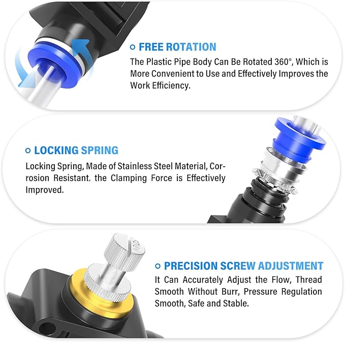 TAILONZ PNEUMATIC Air Flow Control Valve with Push-to-Connect Fitting, in-Line Speed Controller Union Straight - 4MM Tube OD x 4MM Tube OD SCF-4 （Pack of 5）