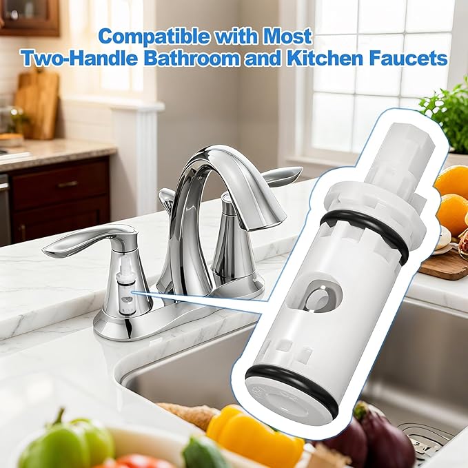 1224 1224b Faucet Cartridge Replacement Kit 2Pcs, Compatible with Most Dual-Handle Moen Faucets and Bathtub/Shower Combinations