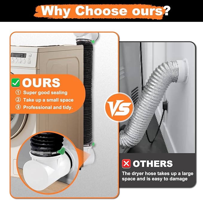 Dryer Vent Connector Kit,90 Degree Dryer Vent Elbow+10ft 6-Layer Flexible Hose & Sealing Kit for 4 Inch Dryer Duct, Dryer Adapter,Space-Saving Design for Tight Space