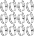 HARFINGTON 12 Pcs Hose Clamp 13/16"-1-1/2" (21-38mm) 304 Stainless Steel Adjustable Worm Gear Hose Clamp with Phillips Screw Assortment Kit for Fuel Line Pipe Plumbing Automotive Tube