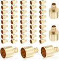 (50-Pack) PEX Fittings, Pex 1/2"x3/4" Female Sweat Copper Adapter, Brass Crimp Fittings, for PEX Tubing Pipe Plumbing, ASTM F1807(PEX1807131-50Pack)
