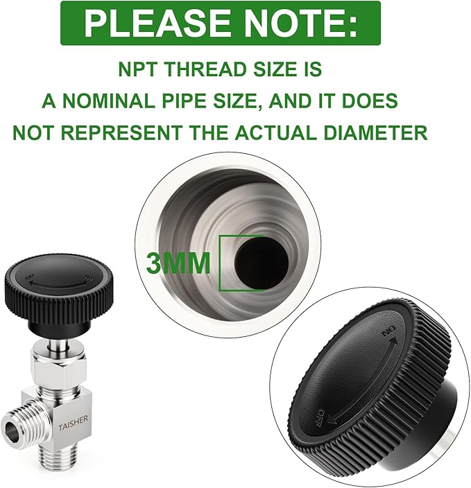 TAISHER 1PCS 304 Stainless Steel 90 Degree Needle Valve 1/8" NPT Male For Flow Control Water Gas Oil