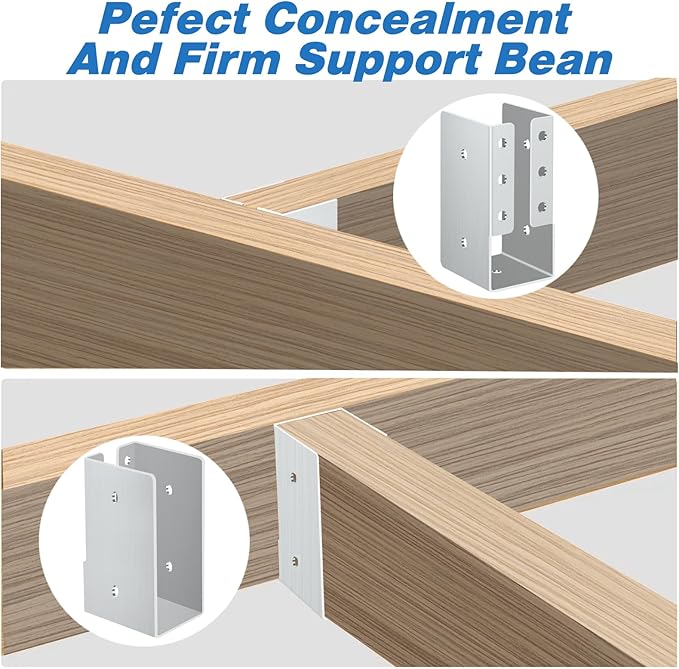 Concealed Stainless Steel Joist Hangers, (10-30PCS), 2"x6", 4"x6", 4"x8" with Screws, Outdoor Trim Concealed Flanges, for Beam,Swing, Handrail,Fence (4 Pack, 2"×6")