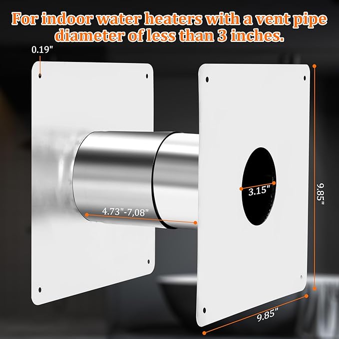 3.15" Thickening Stainless Steel Vent Wall Thimble,Suitable for Walls Ranging from 4.7 "to 7.0",for Indoor Gas Tankless Water Heater,Ideal for Home Heating and Bathroom Setups