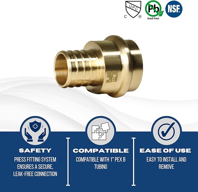 XFITTING 1 inch Pex B x 1 inch Press Coupling, 202-2-5=5XX, 5 Pieces