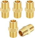 1 Pack Brass Pipe Fittings, 1/4" NPT Male to 1/4" NPT Male Brass Hex Nipple, Male Pipe Adapter Reducer for Air, Oil, LP