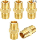 4 Pack Brass Pipe Fittings, 1/4" NPT Male to 1/4" NPT Male Brass Hex Nipple, Male Pipe Adapter Reducer for Air, Oil, LP