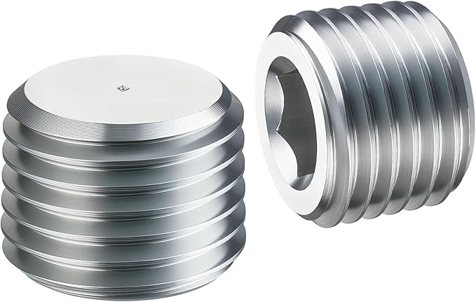 EVIL ENERGY 1/4" NPT Plugs Aluminum Socket Allen Head Silver, Pack of 2